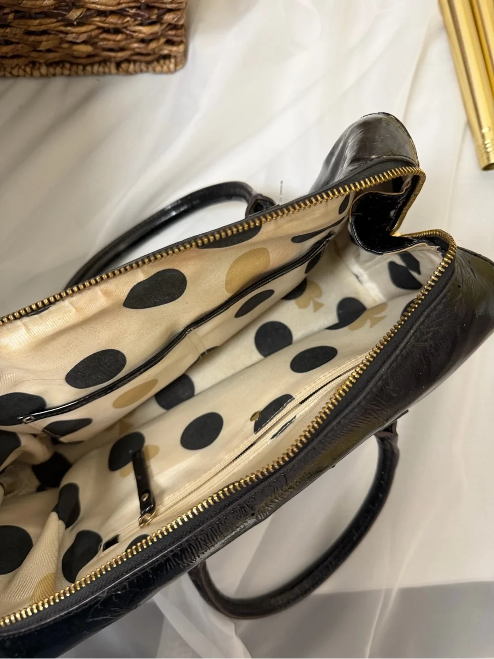 kate spade Black Patent Leather Structured Bag